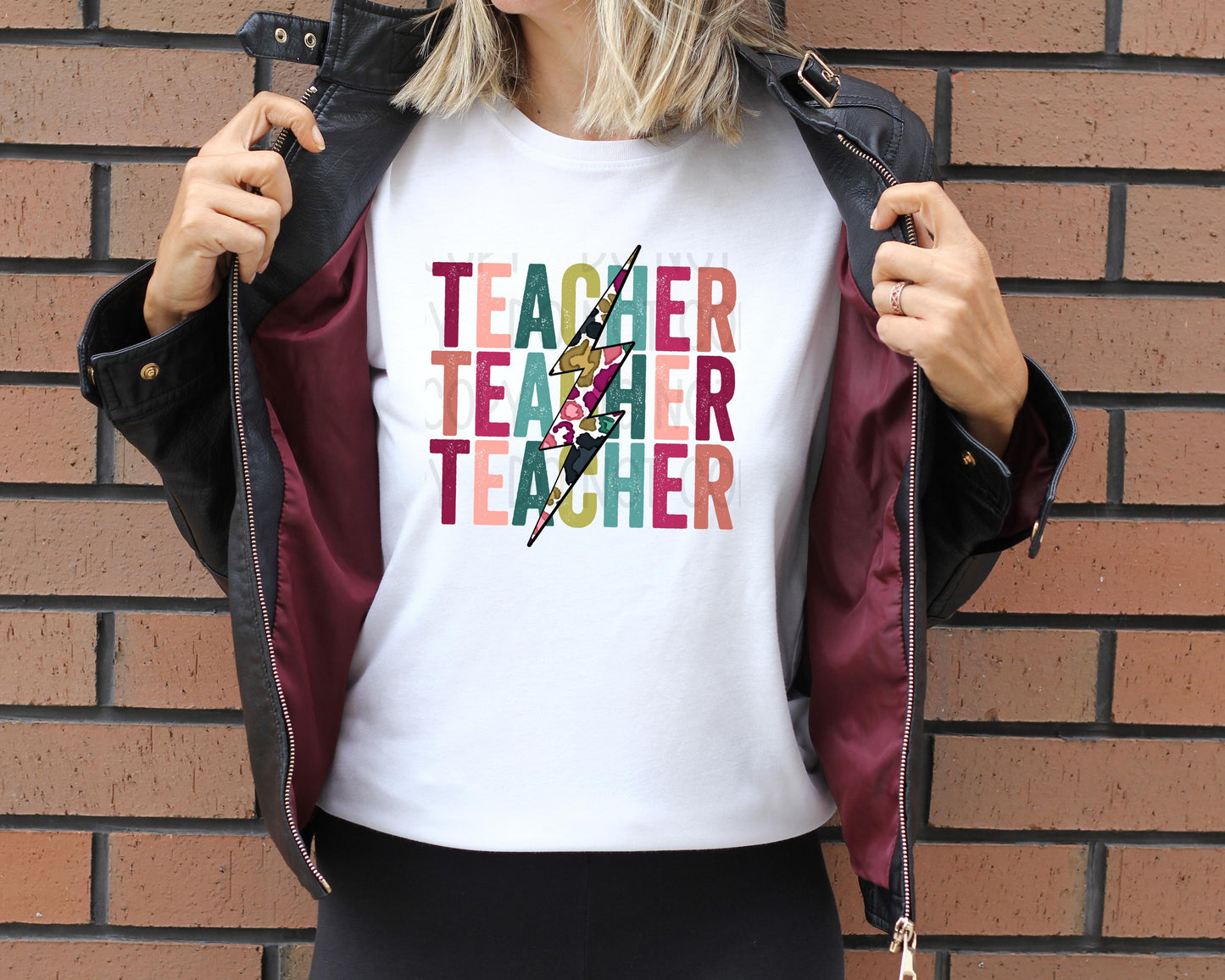 Spring Color Teacher Lightning Bolt Graphic Tee