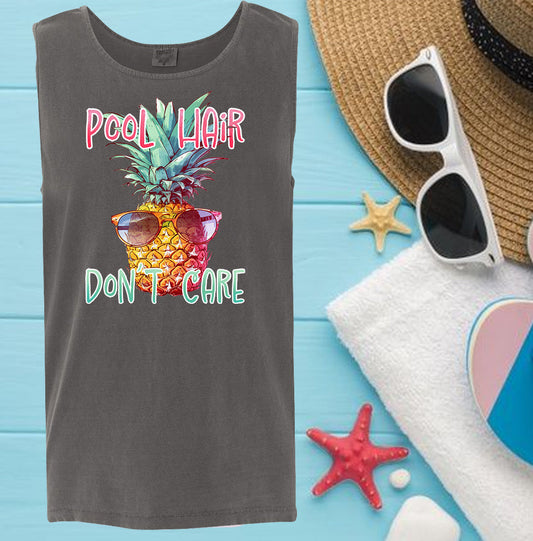 Pool Hair Don't Care - Comfort Colors Graphic Tank Top