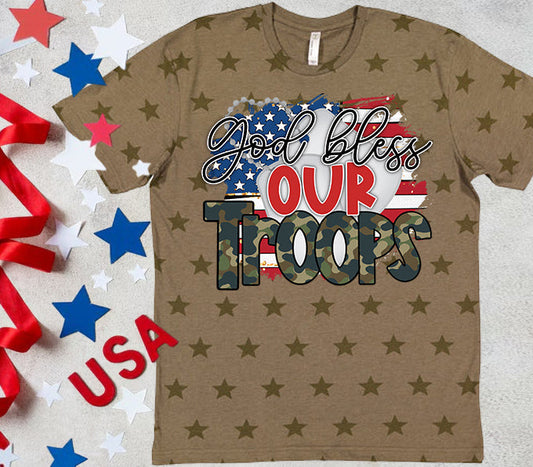 God Bless Our Troops - Star Graphic Tee