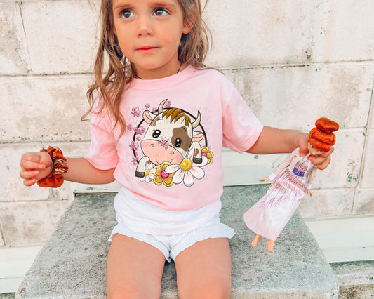Mini Floral Cow Toddler/Youth Tee